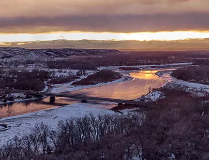 snowy landscape and river