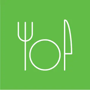 Fork, knife and plate graphic